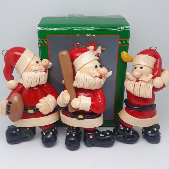 Vintage 1993 House of Lloyd Christmas Around the World Sporting Santa Ornaments - Picture 1 of 4